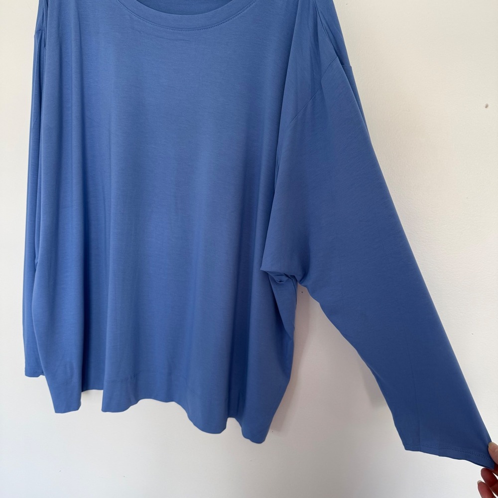 J Jill Wearable Collection Blue Long‎ Sleeve Shirt Liquid Knit 4X Lightweight - Picture 4 of 9
